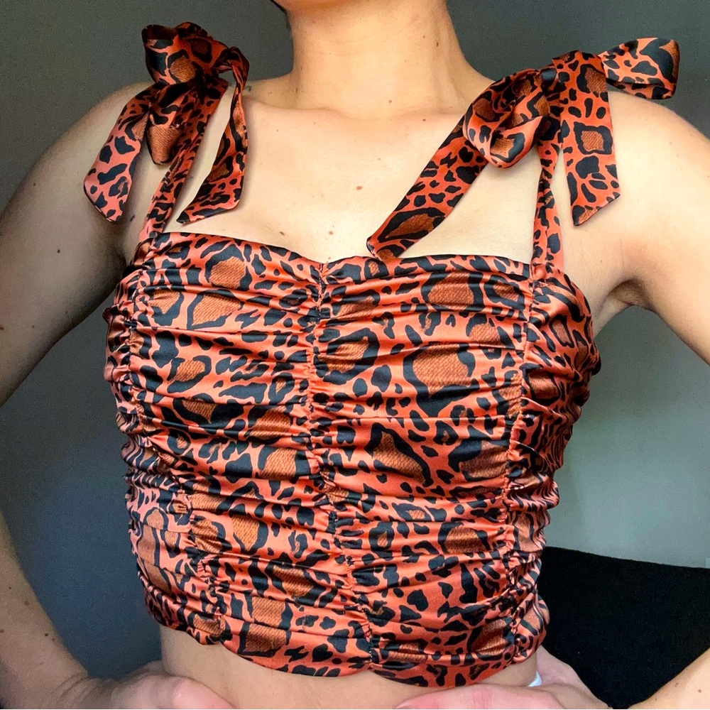 Cheetah satin crop top
